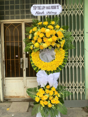 Yellow flower arrangement for yoga studio