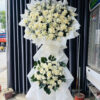 Large white floral arrangement display