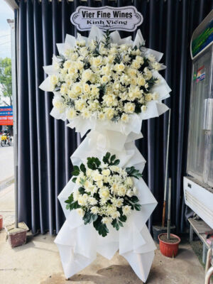 Large white floral arrangement display